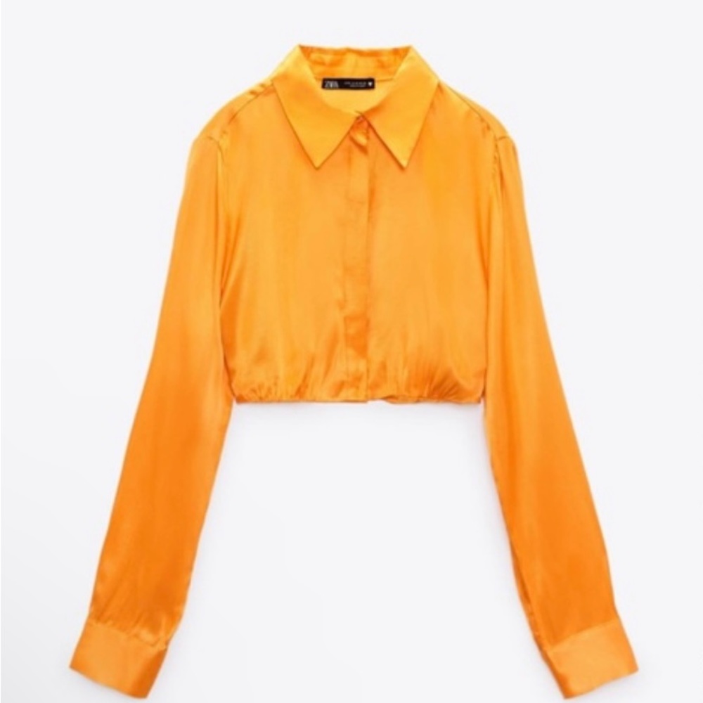 Zara Orange Satin Effect Top